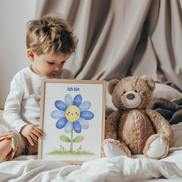 Modernes Kinderzimmer – Blume Poster – Jungenzimmer Design