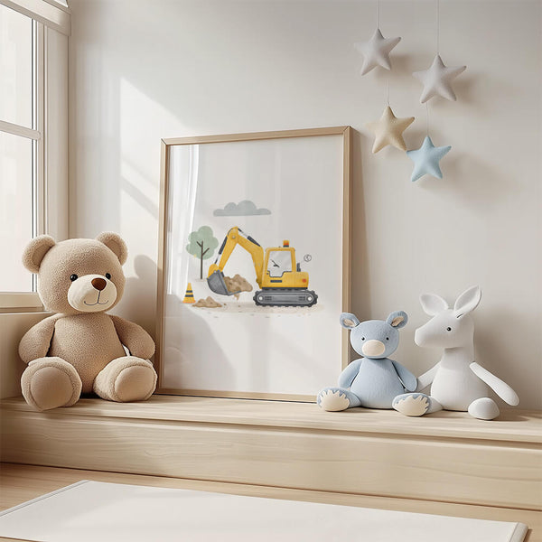 Modernes Kinderzimmer – Bagger Poster – Jungenzimmer Design