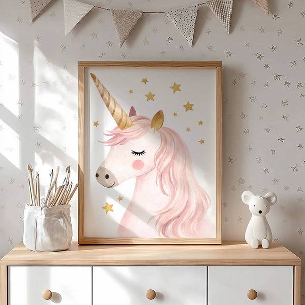 Modernes Kinderzimmer – Einhorn Poster – Mädchenzimmer Dekoration