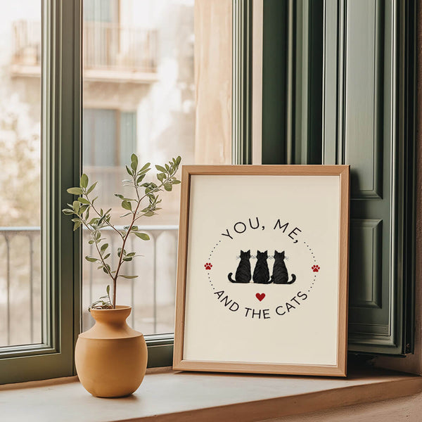 Katzen Poster – You Me And The Cats - Tiermotiv Bilder – Katze Spruch Bild