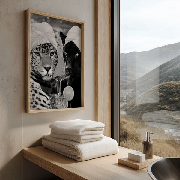 Badezimmer Poster – Leopard & Panther Bild - WC Deko