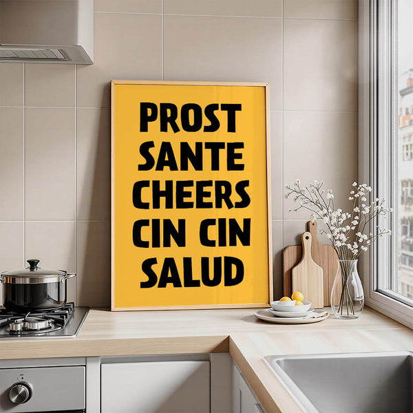 Prost Sante Cheers Cin Cin Salud Poster – Küchen Bilder – Bar Deko