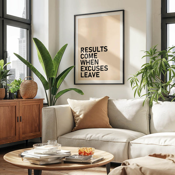 Motivation Poster – Büro Bild – Results Come When Excuses Leave