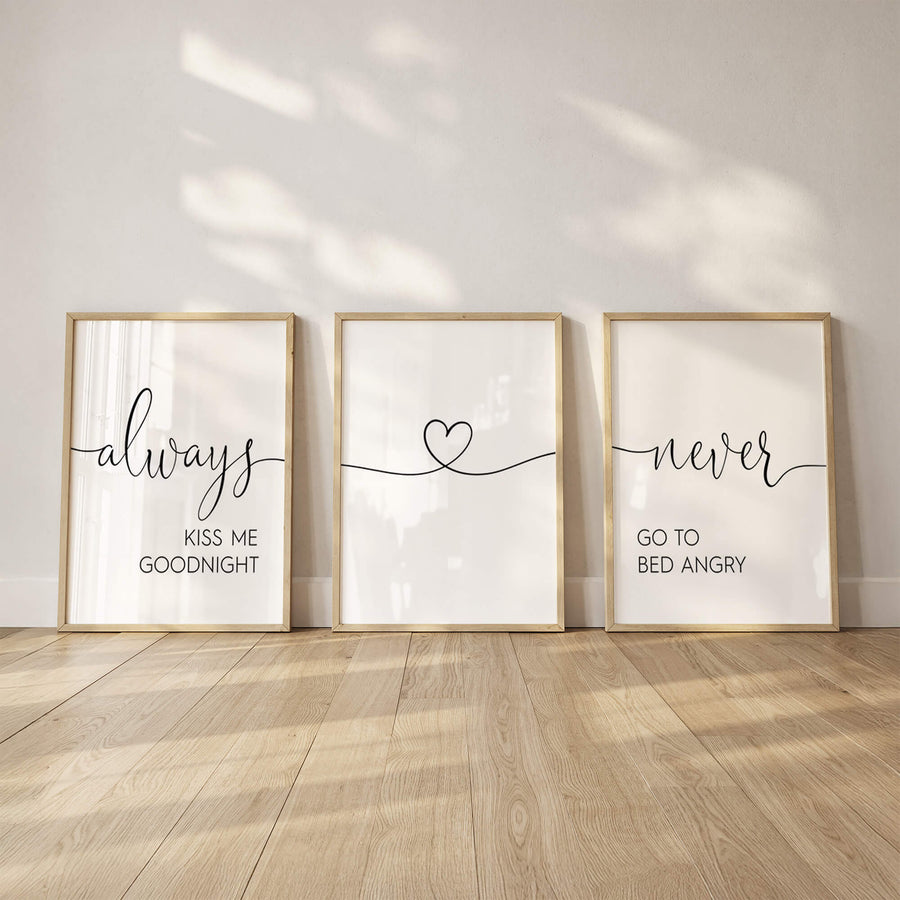 Schlafbereich Deko Set – Typografie Poster – Schlafzimmer Gestaltung