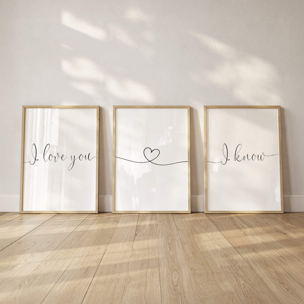 Liebes Poster Set – Minimal Wandkunst – Schlafzimmer Deko