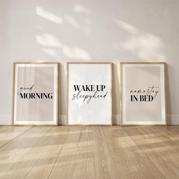 Schlafzimmer Poster Set – Harmonische Farben – Schlafbereich Wandbild