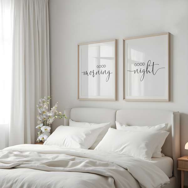 Schlafzimmer Poster Set – Good Morning Good Night Bilder – Schlafzimmer einrichten