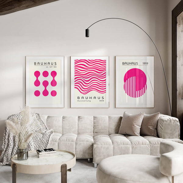 Bauhaus Wandbilder – Poster Set Pink – Wohnideen Modern