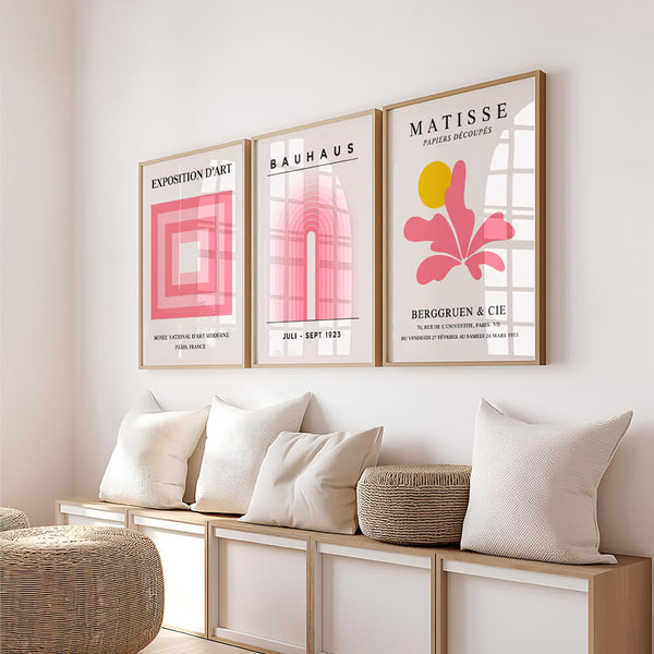 Poster Set Rosa – Moderne Wanddeko – Wohnzimmer Ideen