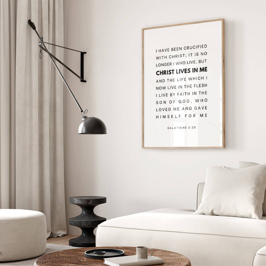 Bibelspruch Poster – Bibelvers Galater 2:20 – Christliche Wanddeko