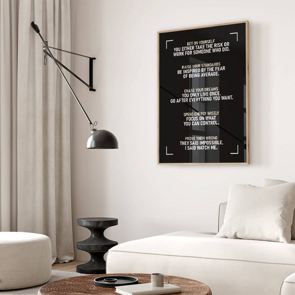 Motivation Poster – Mindset Poster Schwarz – Motivation Für Erfolg Und Disziplin – Büro Bild