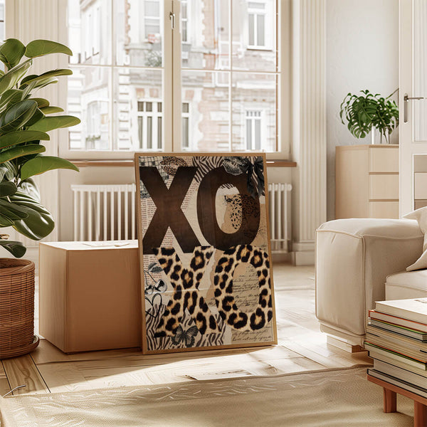 XOXO Poster – Leoparden Muster Wandbild – Leopard Poster
